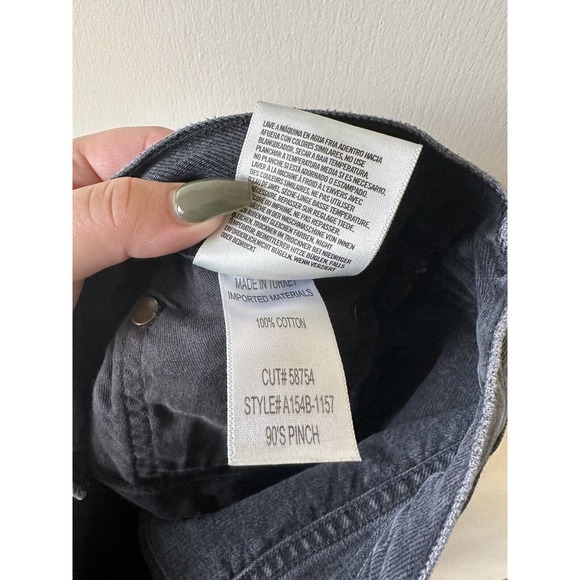 Agolde 90s Pinch Waist in Howl Black Distressed Straight Jeans Size 29 - Picture 7 of 8